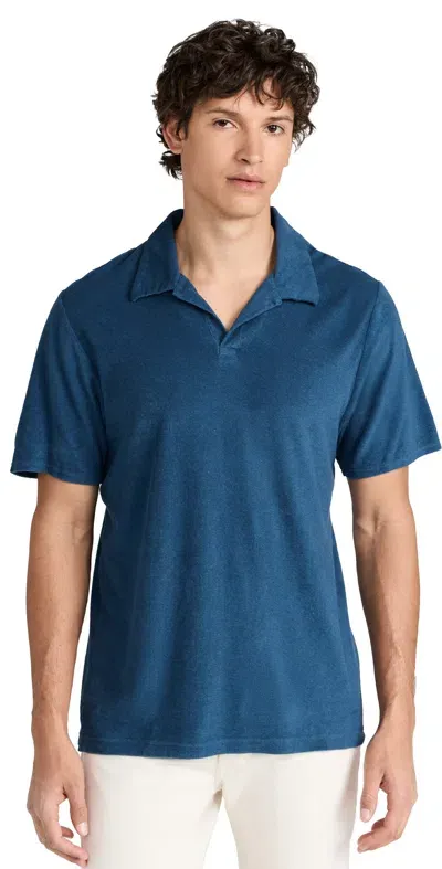 Frescobol Carioca Faustino Terry Cotton Blend Polo Perennial Blue