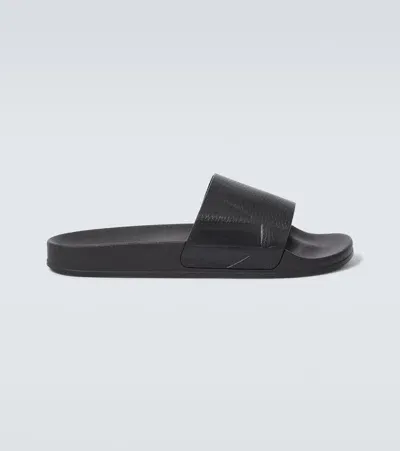 Frescobol Carioca Black Humberto Faux Leather Slides In 블랙