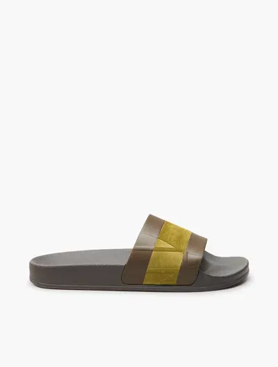 Frescobol Carioca Humberto Stripe Sliders In Spinach