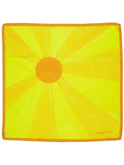 Frescobol Carioca Lucia Printed Scarf In Yellow