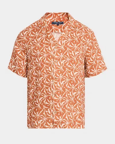 Frescobol Carioca Men's Roberto Abstract Floral Camp Shirt In Dusty Coral/white Sand