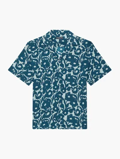 Frescobol Carioca Perennial Roberto Linen Shirt In Perennial Blue & Seafoam