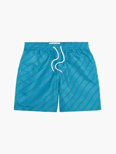 Frescobol Carioca Pilar Board Swim Shorts In Chateau Blue & Topaz Teal