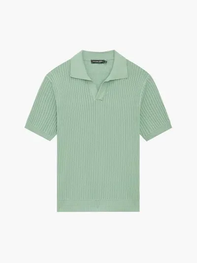 Frescobol Carioca Rino Chain Stitch Knit Polo In Dark Mineral