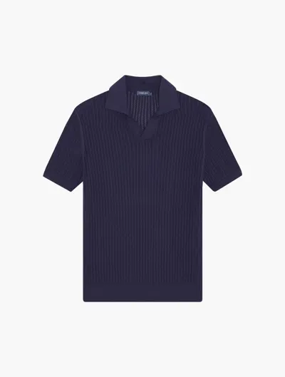 Frescobol Carioca Rino Chain Stitch Knit Polo In Dusk