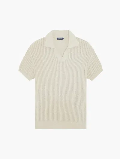 Frescobol Carioca Rino Chain Stitch Knit Polo In Ivory