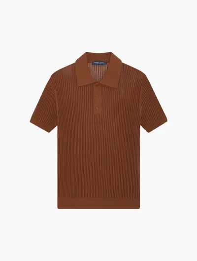 Frescobol Carioca Rino Space Dye Knit Polo In Brown