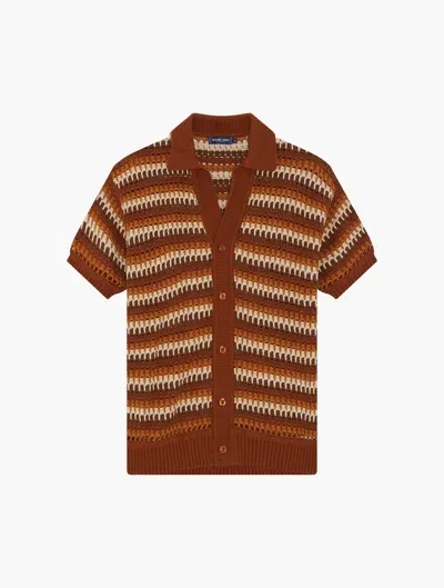 Frescobol Carioca Rino Space Dye Knit Polo In Silk Brown