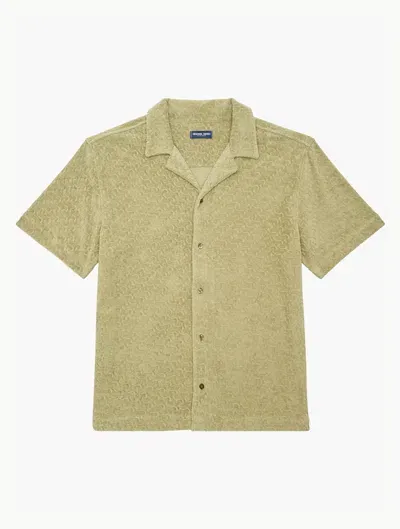 Frescobol Carioca Roberto Terry Cotton Shirt In Jungle Green