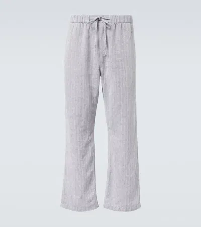 Frescobol Carioca Rocha Linen And Cotton Straight Pants In Grau