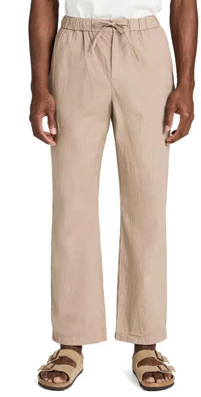 Frescobol Carioca Rocha Seersucker Wide Legged Trousers Truffle