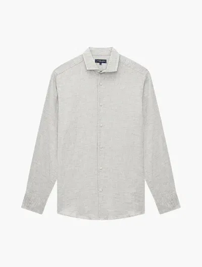 Frescobol Carioca Row Antonio Linen Shirt In Light Grey