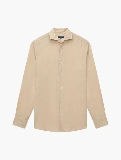 Frescobol Carioca Row Antonio Linen Shirt In Sand Dune