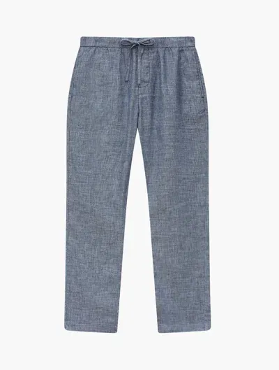 Frescobol Carioca Row Oscar Linen Trousers In Melange Navy Blue