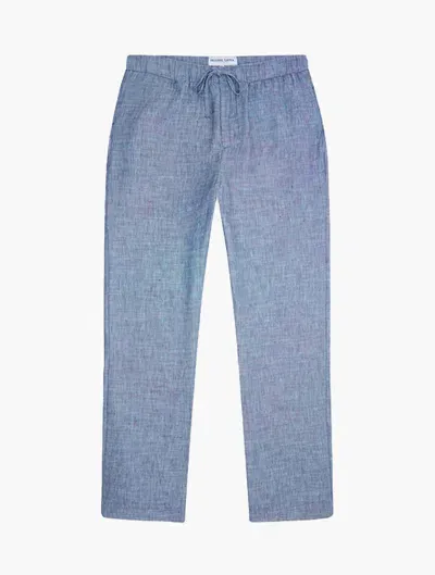 Frescobol Carioca Row Oscar Linen Trousers In Slate Blue