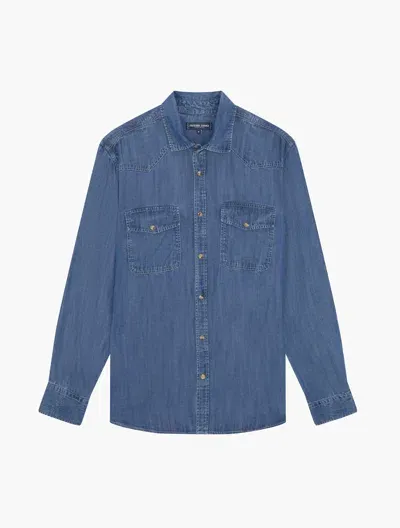 Frescobol Carioca Souza Denim Shirt In Denim Blue