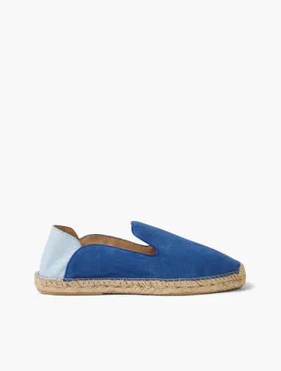 Frescobol Carioca Veluso Collapsible-heel Leather-trimmed Suede Espadrilles In Chateau Blue