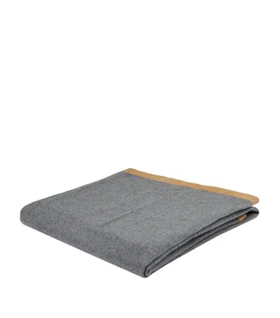 Frette Suede-trim Cashmere Throw In Gray