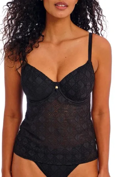 Freya Nomad Nights Underwire Plunge Tankini Top In Black