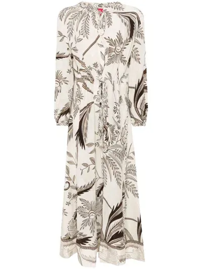 F.r.s For Restless Sleepers Botanical-print Dress In Beige