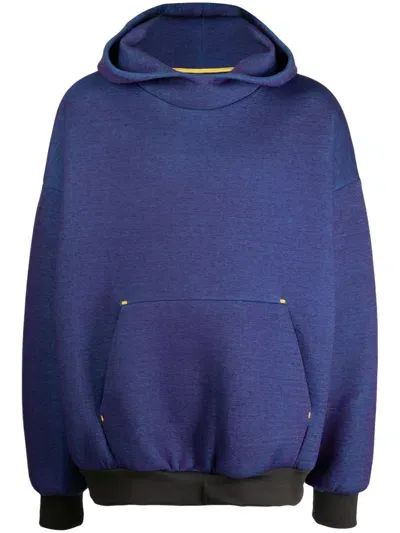 Fumito Ganryu Chambray Cotton-blend Hoodie In Violett