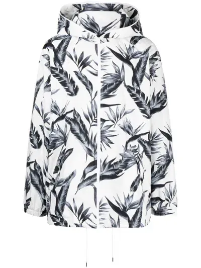 Fumito Ganryu Leaf-print Hooded Jacket In Weiss