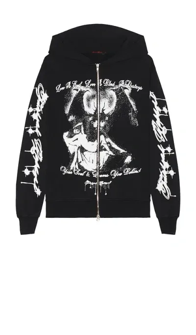 Funeral Apparel Evil Love Zip Up Jacket In Black