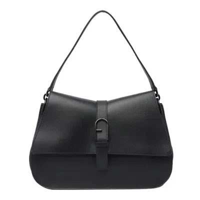 Furla Flow Large Shoulder Bag In Black