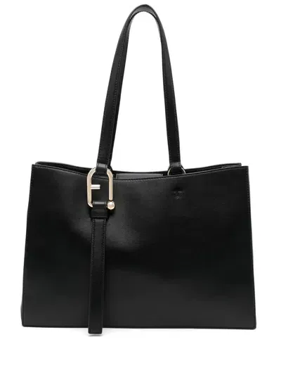 Furla Nuvola Leather Tote Bag In Black