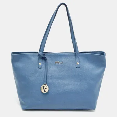 Pre-owned Furla Blue Leather Top Zip Tote