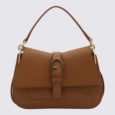 Furla Brown Leather Bag In Cuoio