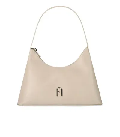 Furla Diamante S Grano Shoulder Bag In Beige