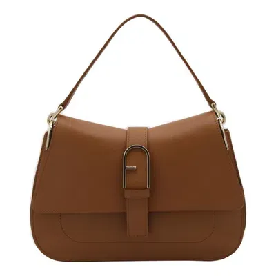 Furla Flow Medium Shoulder Bag In Brandy