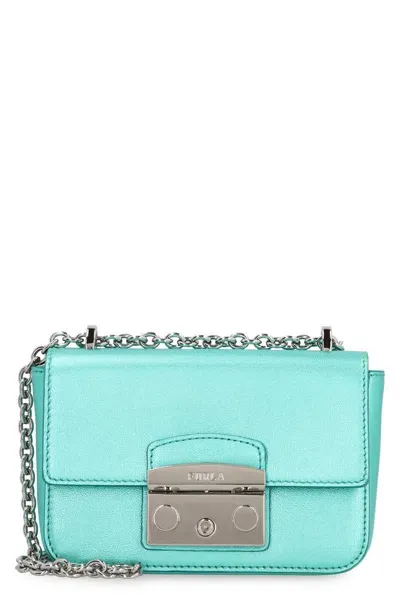 Furla Metropolis Leather Mini Crossbody Bag In Green