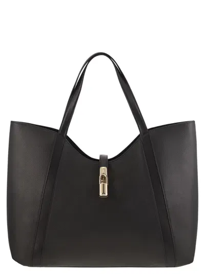 Furla Logo-plaque Tote Bag In Black