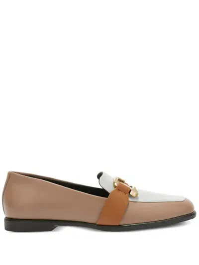 Furla Leather Loafers In Neutrals