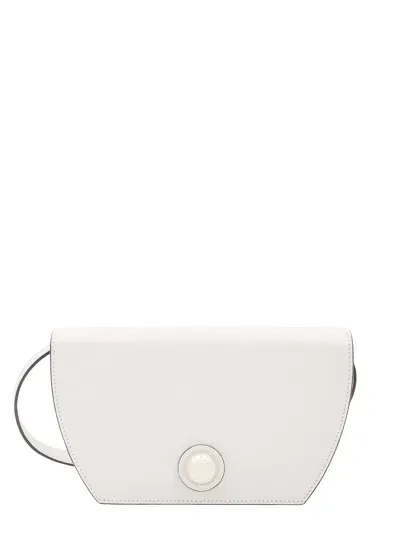 Furla Leather Shoulder Bag With Metal Logoed Detail In White