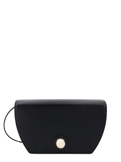 Furla Leather Shoulder Bag With Metal Logoed Detail In Black