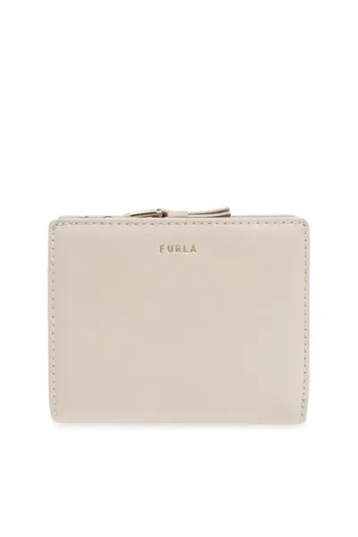 Furla Logo Embossed Bifold Wallet In Beige