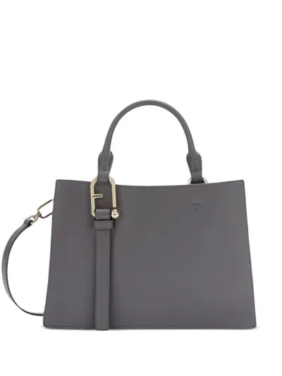 Furla Logo-plaque Tote Bag In Grey