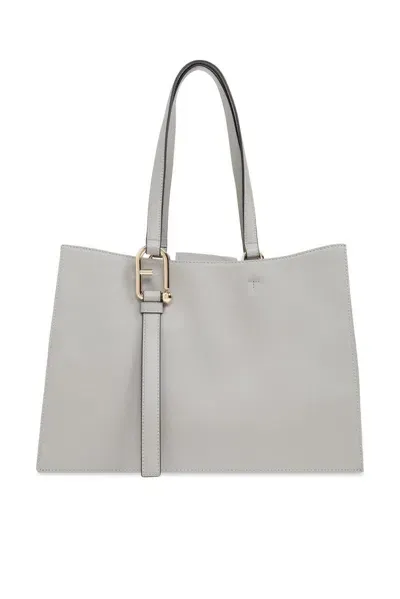 Furla Nuvola Leather Tote Bag In Grey