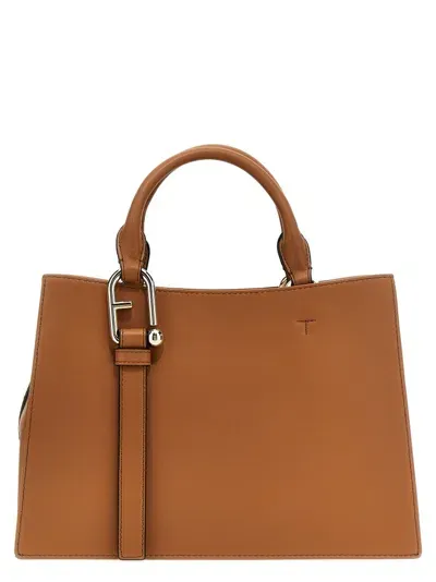 Furla Nuvola Logo Plaque Medium Tote Bag In Brown