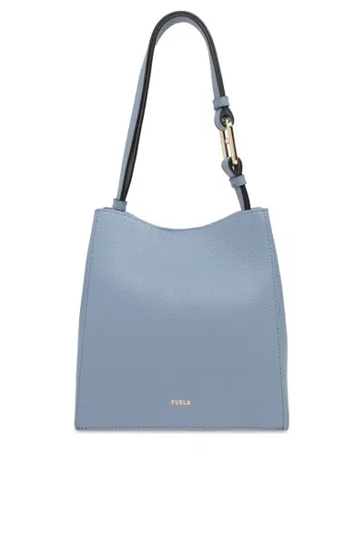 Furla Nuvola Logo Printed Mini Bucket Bag In Blue