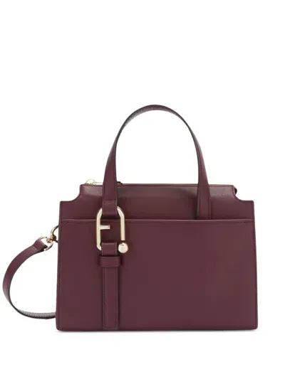 Furla Boston S Chianti Leather Satchel Bag In Red