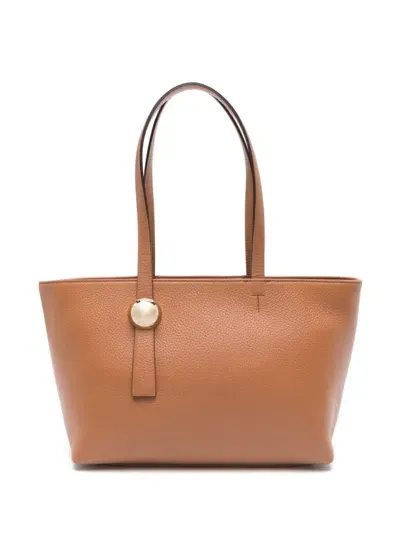 Furla Logo-hardware Leather Tote Bag In Brown