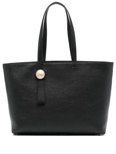 Furla Logo-debossed Leather Tote Bag In Black