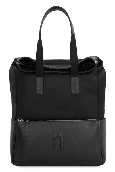 Furla Embossed-logo Backpack In Black