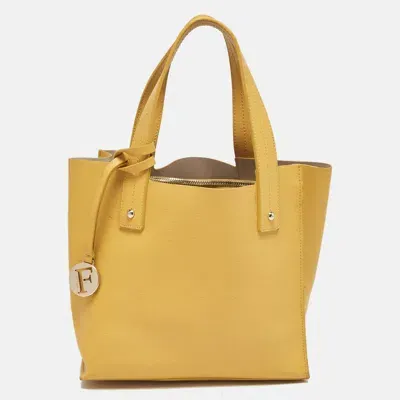 Pre-owned Furla Yellow Leather Divide It Tote