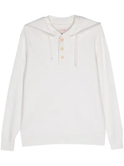 Fursac Fine-knit Brushed Hoodie In White