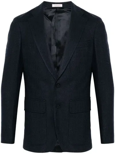 Fursac Herringbone-pattern Blazer In Blue